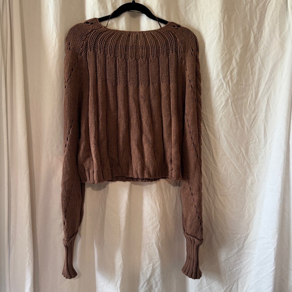 NWOT Free People Sandra Pullover Cable Knit Sweater in Brown - Medium - Picture 9 of 10